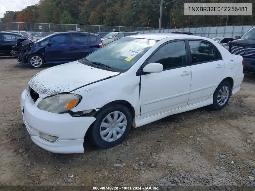 2004 Toyota Corolla S VIN: 1NXBR32E04Z256481 Lot: 40749728