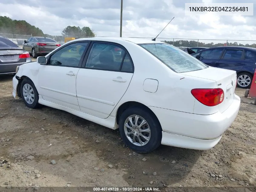 2004 Toyota Corolla S VIN: 1NXBR32E04Z256481 Lot: 40749728