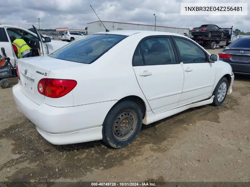 2004 Toyota Corolla S VIN: 1NXBR32E04Z256481 Lot: 40749728