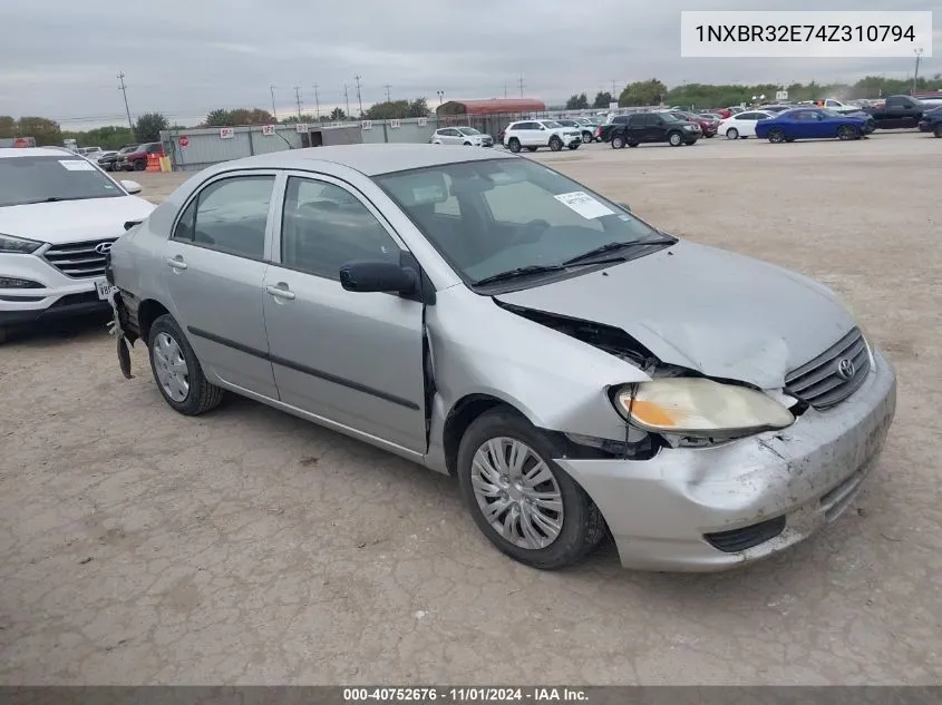 2004 Toyota Corolla Ce VIN: 1NXBR32E74Z310794 Lot: 40752676