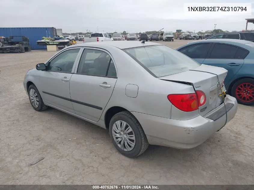 2004 Toyota Corolla Ce VIN: 1NXBR32E74Z310794 Lot: 40752676