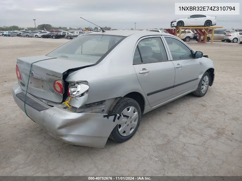 2004 Toyota Corolla Ce VIN: 1NXBR32E74Z310794 Lot: 40752676