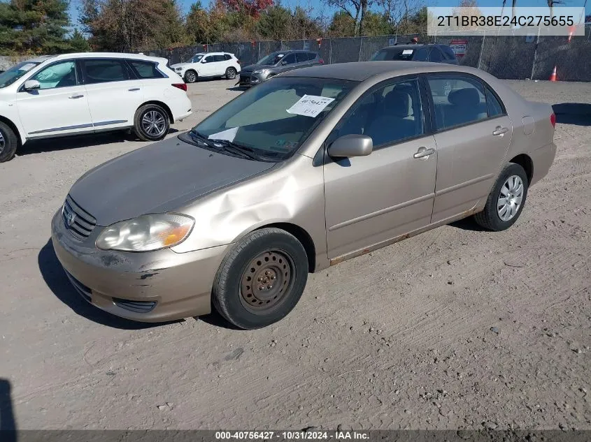 2004 Toyota Corolla Le VIN: 2T1BR38E24C275655 Lot: 40756427