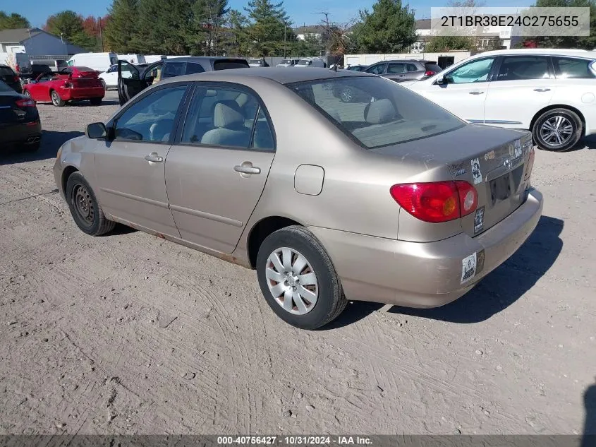 2004 Toyota Corolla Le VIN: 2T1BR38E24C275655 Lot: 40756427