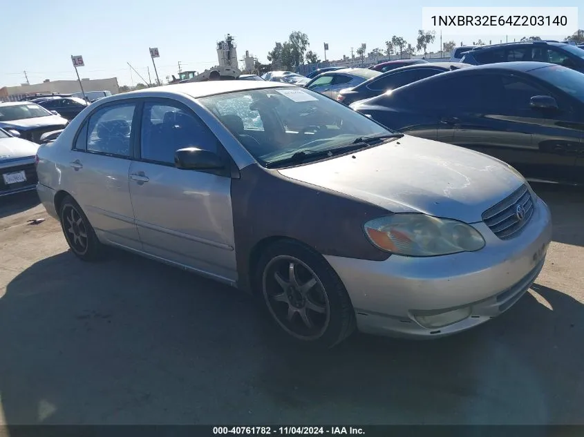 2004 Toyota Corolla S VIN: 1NXBR32E64Z203140 Lot: 40761782