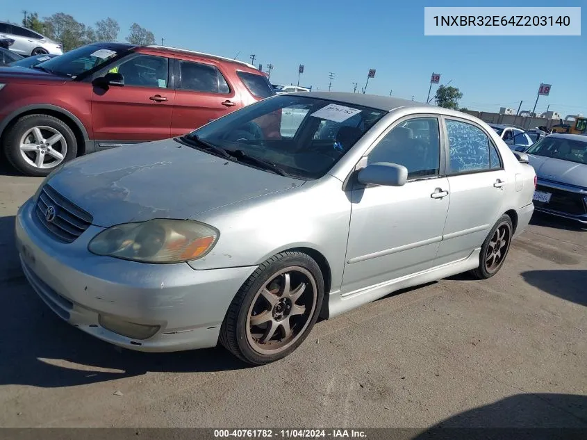 2004 Toyota Corolla S VIN: 1NXBR32E64Z203140 Lot: 40761782