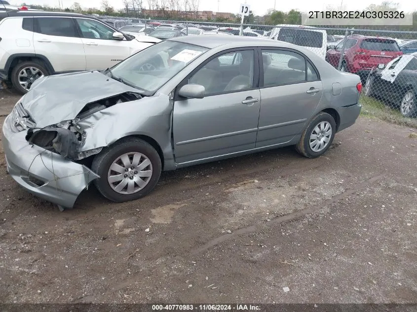 2004 Toyota Corolla Le VIN: 2T1BR32E24C305326 Lot: 40770983