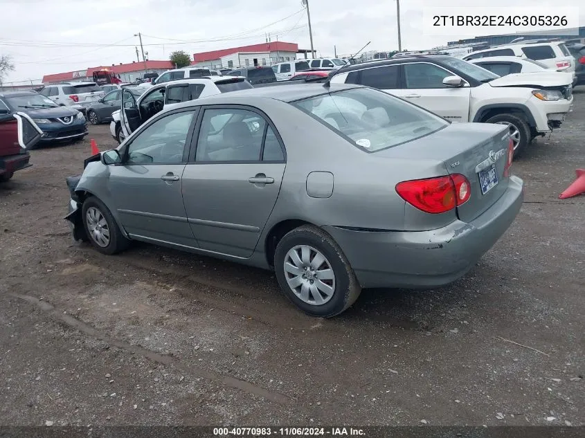 2004 Toyota Corolla Le VIN: 2T1BR32E24C305326 Lot: 40770983