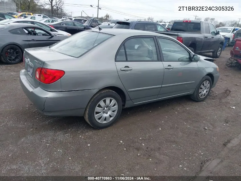 2004 Toyota Corolla Le VIN: 2T1BR32E24C305326 Lot: 40770983