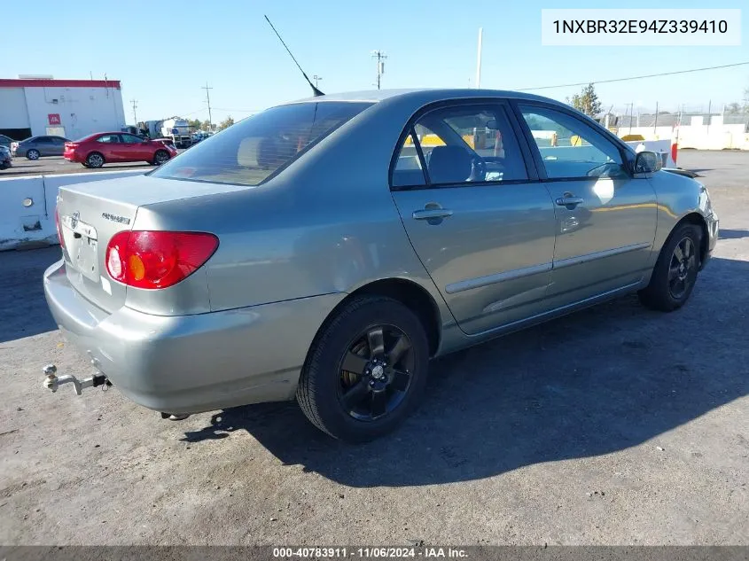 2004 Toyota Corolla Le VIN: 1NXBR32E94Z339410 Lot: 40783911