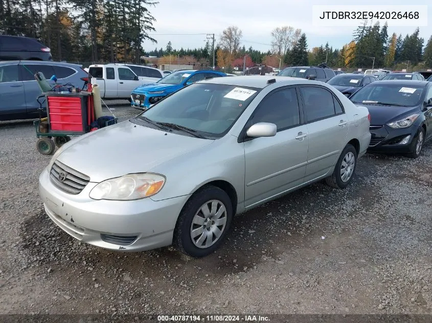 2004 Toyota Corolla Le VIN: JTDBR32E942026468 Lot: 40787194