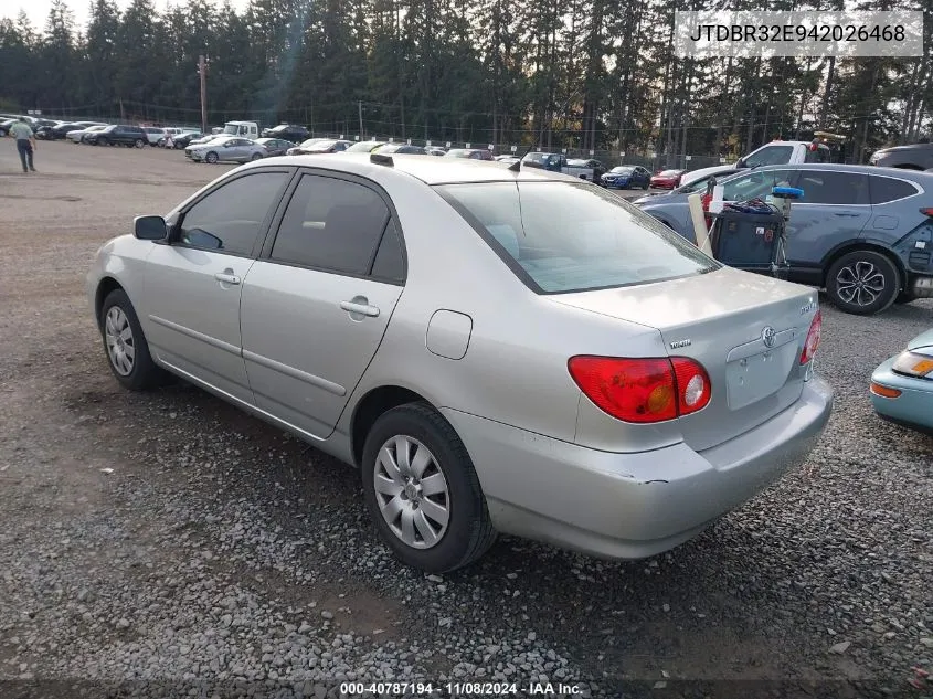 2004 Toyota Corolla Le VIN: JTDBR32E942026468 Lot: 40787194