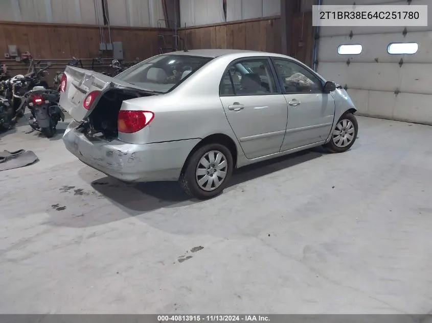 2004 Toyota Corolla Le VIN: 2T1BR38E64C251780 Lot: 40813915