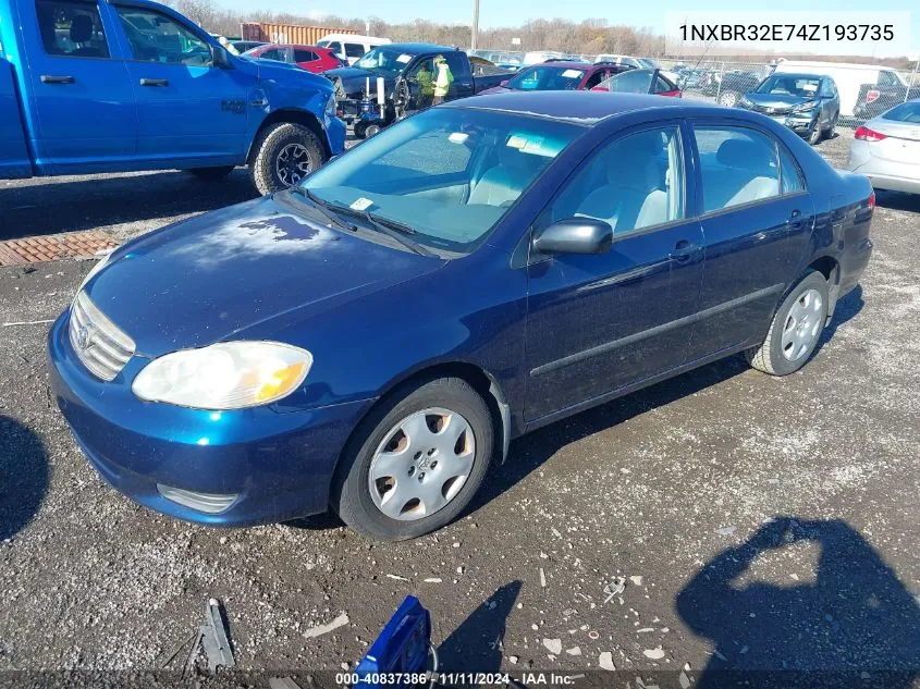 2004 Toyota Corolla Ce VIN: 1NXBR32E74Z193735 Lot: 40837386