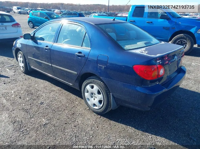 2004 Toyota Corolla Ce VIN: 1NXBR32E74Z193735 Lot: 40837386