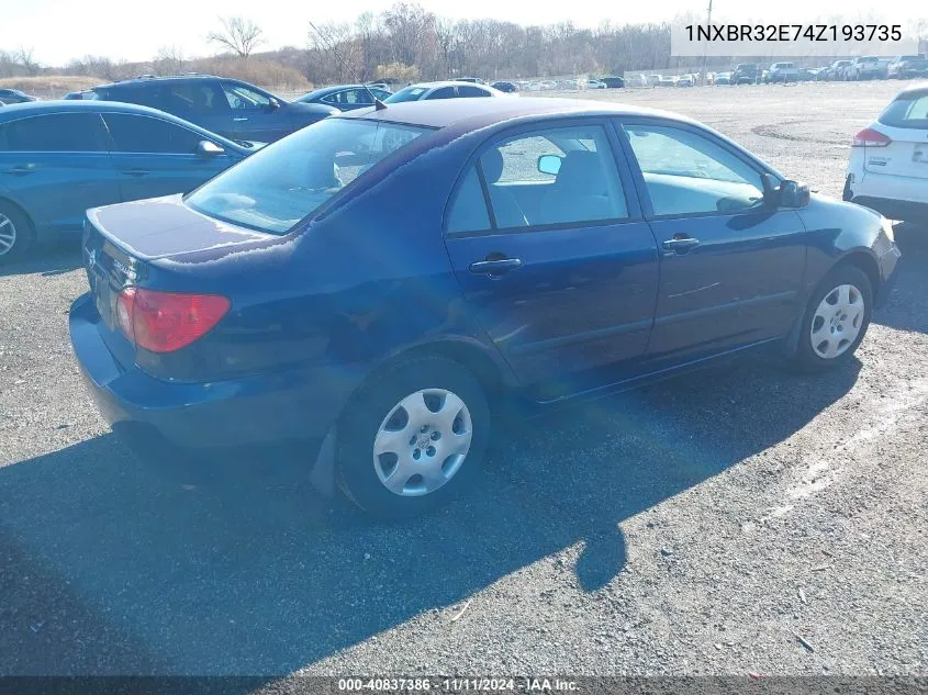 2004 Toyota Corolla Ce VIN: 1NXBR32E74Z193735 Lot: 40837386