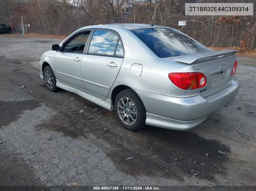 2004 Toyota Corolla S VIN: 2T1BR32E44C309314 Lot: 40837398