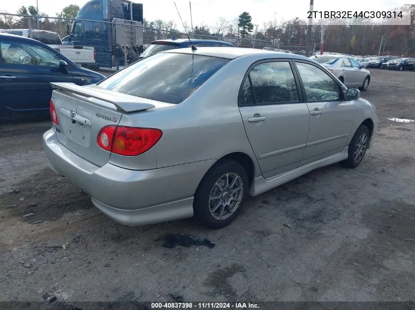 2004 Toyota Corolla S VIN: 2T1BR32E44C309314 Lot: 40837398