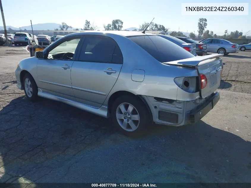 2004 Toyota Corolla S VIN: 1NXBR32E24Z260340 Lot: 40877709