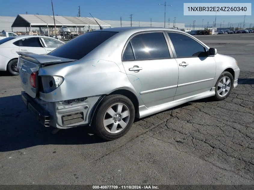 2004 Toyota Corolla S VIN: 1NXBR32E24Z260340 Lot: 40877709