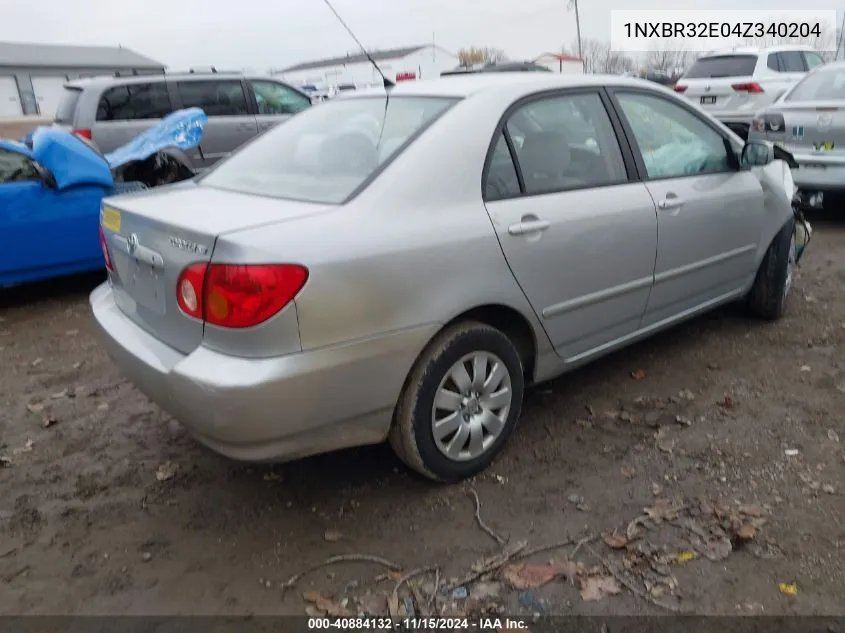 2004 Toyota Corolla Le VIN: 1NXBR32E04Z340204 Lot: 40884132