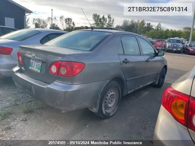 2005 Toyota Corolla VIN: 2T1BR32E75C891314 Lot: 20174505