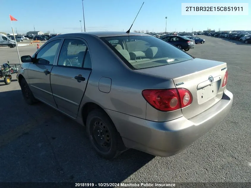 2005 Toyota Corolla Ce VIN: 2T1BR32E15C851911 Lot: 20181919