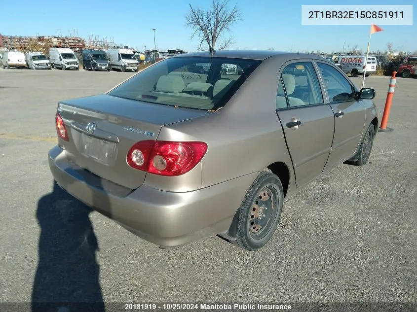 2005 Toyota Corolla Ce VIN: 2T1BR32E15C851911 Lot: 20181919