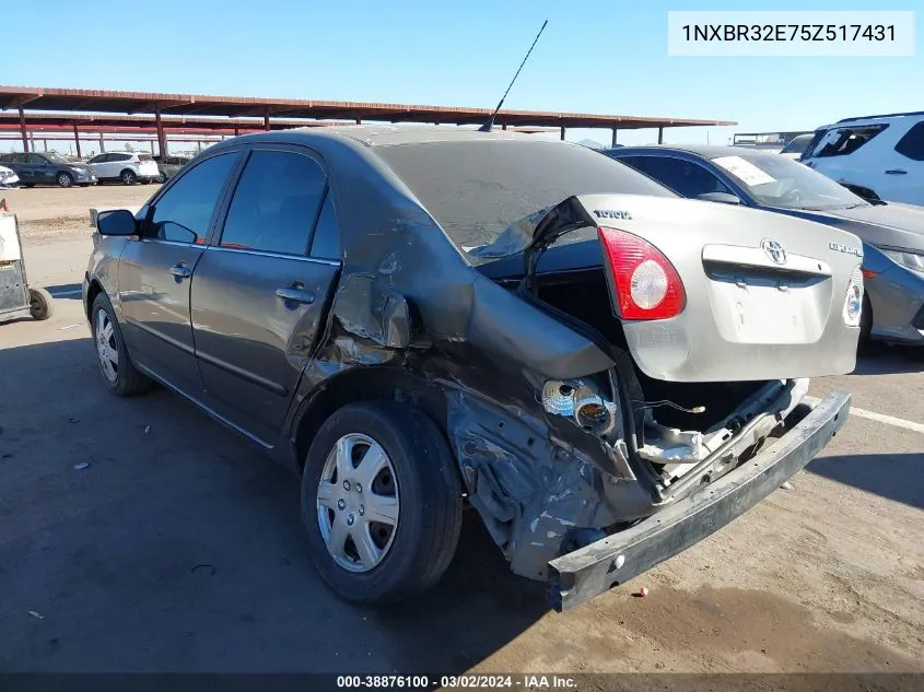 2005 Toyota Corolla Ce VIN: 1NXBR32E75Z517431 Lot: 38876100