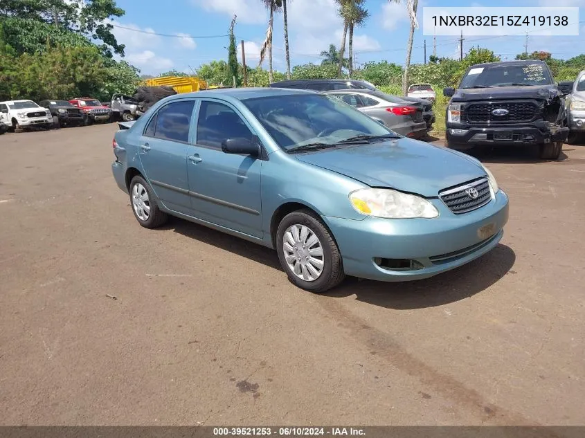 2005 Toyota Corolla Ce/Le/S VIN: 1NXBR32E15Z419138 Lot: 39521253