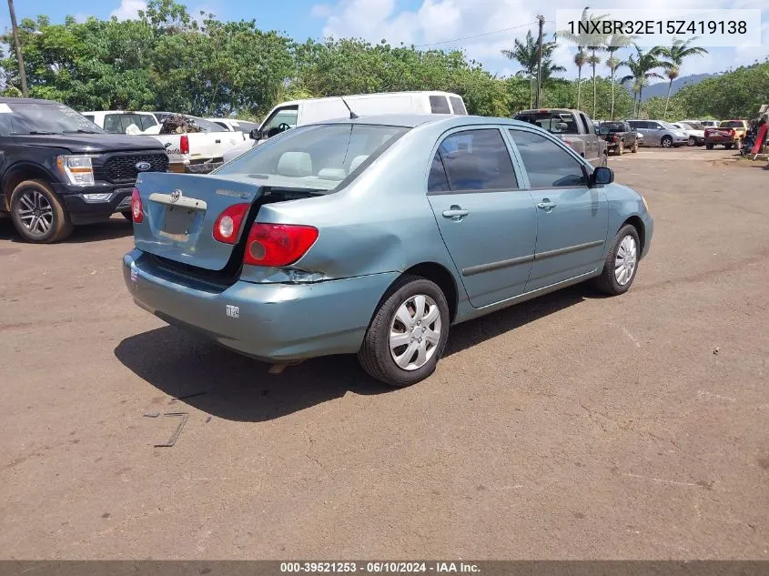 2005 Toyota Corolla Ce/Le/S VIN: 1NXBR32E15Z419138 Lot: 39521253