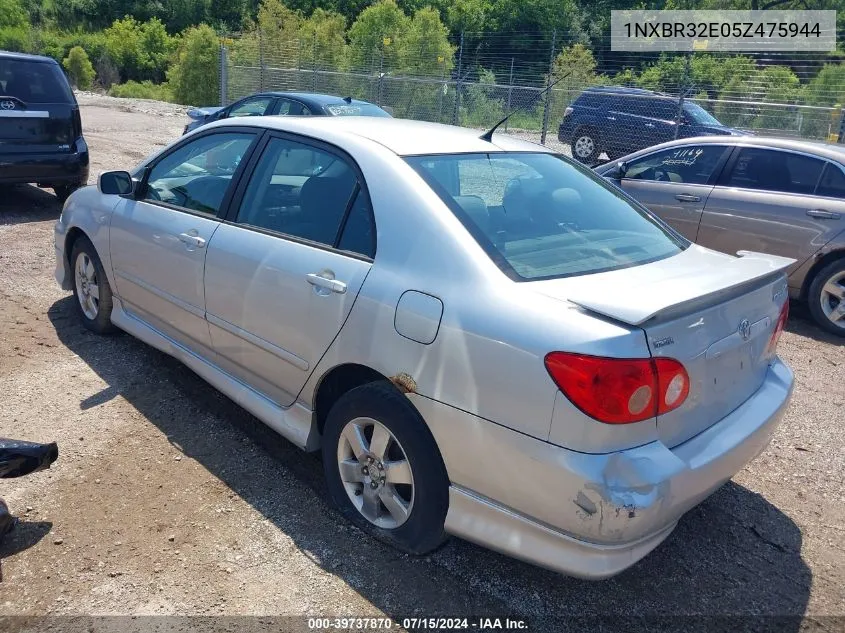 2005 Toyota Corolla Ce/Le/S VIN: 1NXBR32E05Z475944 Lot: 39737870