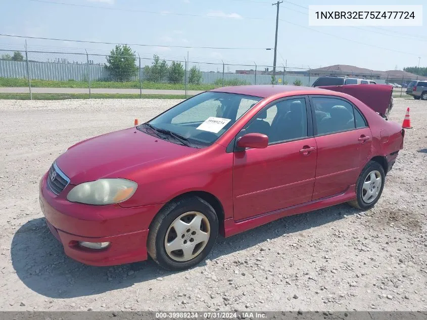 2005 Toyota Corolla S VIN: 1NXBR32E75Z477724 Lot: 39989234