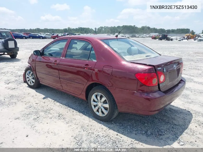 2005 Toyota Corolla Ce VIN: 1NXBR32E75Z513430 Lot: 40101734