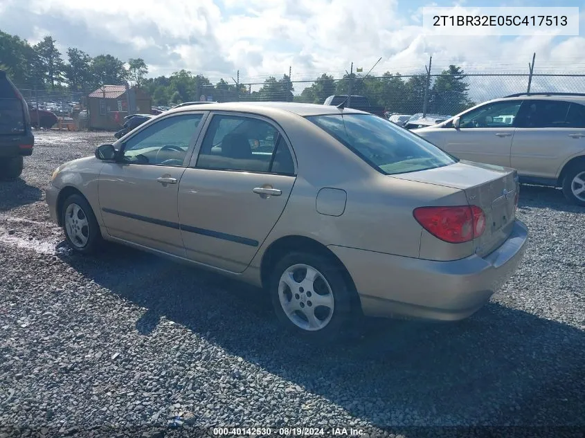 2005 Toyota Corolla Ce VIN: 2T1BR32E05C417513 Lot: 40142530