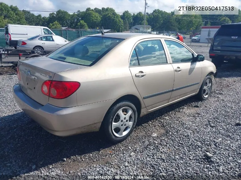 2005 Toyota Corolla Ce VIN: 2T1BR32E05C417513 Lot: 40142530