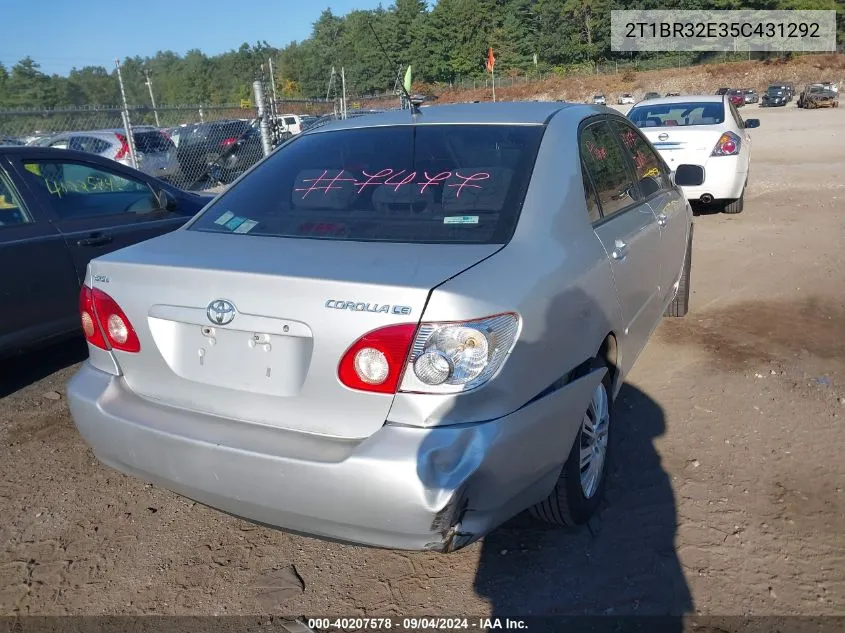 2005 Toyota Corolla Ce/Le/S VIN: 2T1BR32E35C431292 Lot: 40207578