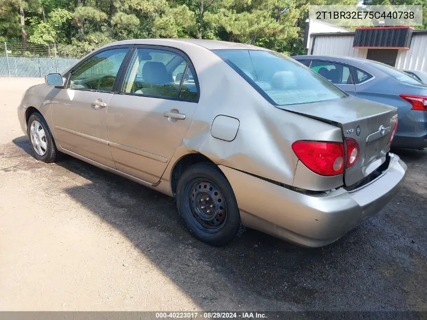 2005 Toyota Corolla Le VIN: 2T1BR32E75C440738 Lot: 40223017