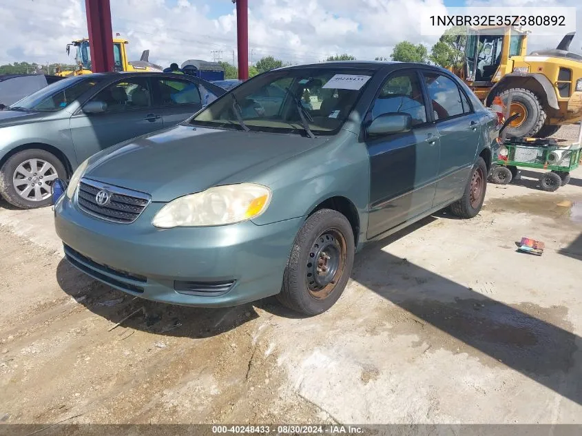 2005 Toyota Corolla Le VIN: 1NXBR32E35Z380892 Lot: 40248433