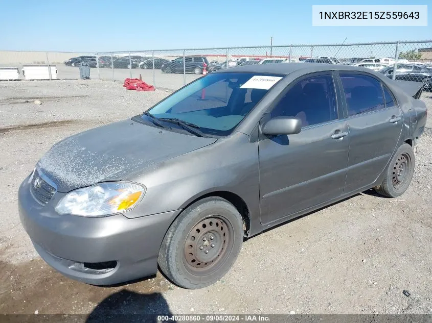 2005 Toyota Corolla Le VIN: 1NXBR32E15Z559643 Lot: 40280860