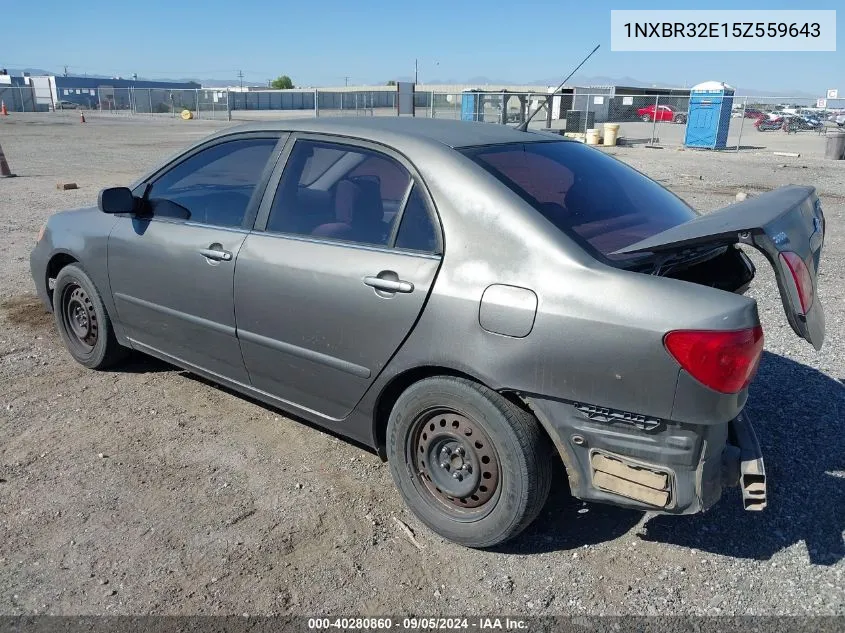 2005 Toyota Corolla Le VIN: 1NXBR32E15Z559643 Lot: 40280860