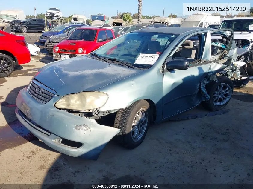 2005 Toyota Corolla Ce VIN: 1NXBR32E15Z514220 Lot: 40303912