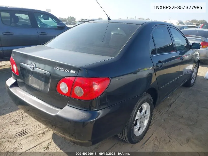 2005 Toyota Corolla Le VIN: 1NXBR32E85Z377986 Lot: 40326018