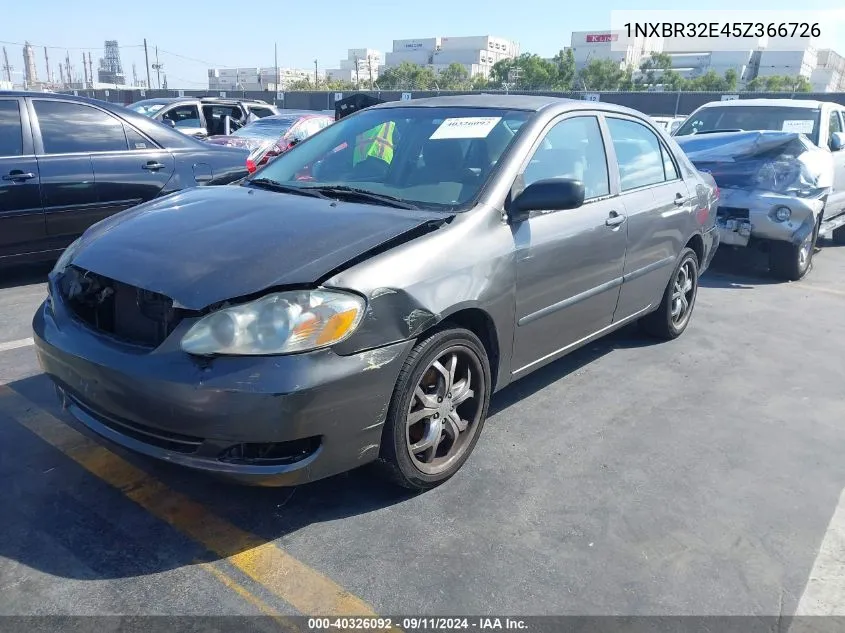 2005 Toyota Corolla Ce VIN: 1NXBR32E45Z366726 Lot: 40326092