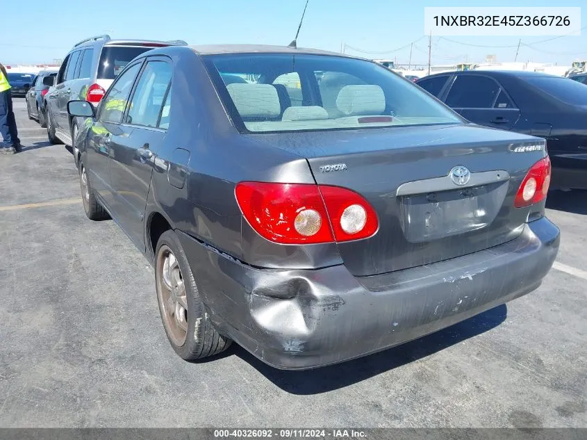 2005 Toyota Corolla Ce VIN: 1NXBR32E45Z366726 Lot: 40326092