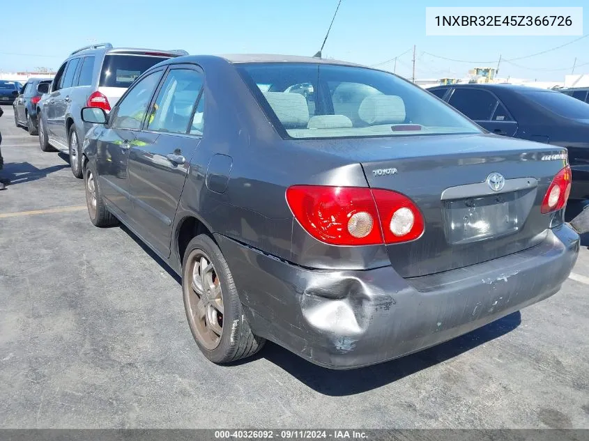 2005 Toyota Corolla Ce VIN: 1NXBR32E45Z366726 Lot: 40326092