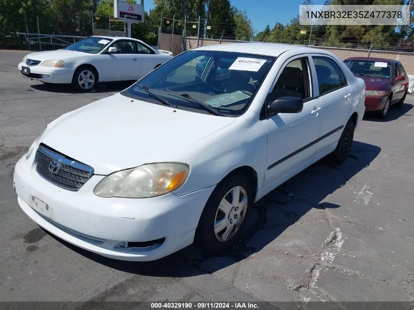 2005 Toyota Corolla Ce/Le/S VIN: 1NXBR32E35Z477378 Lot: 40329190