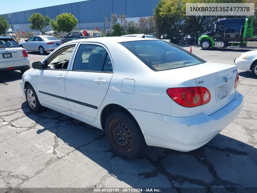 2005 Toyota Corolla Ce/Le/S VIN: 1NXBR32E35Z477378 Lot: 40329190