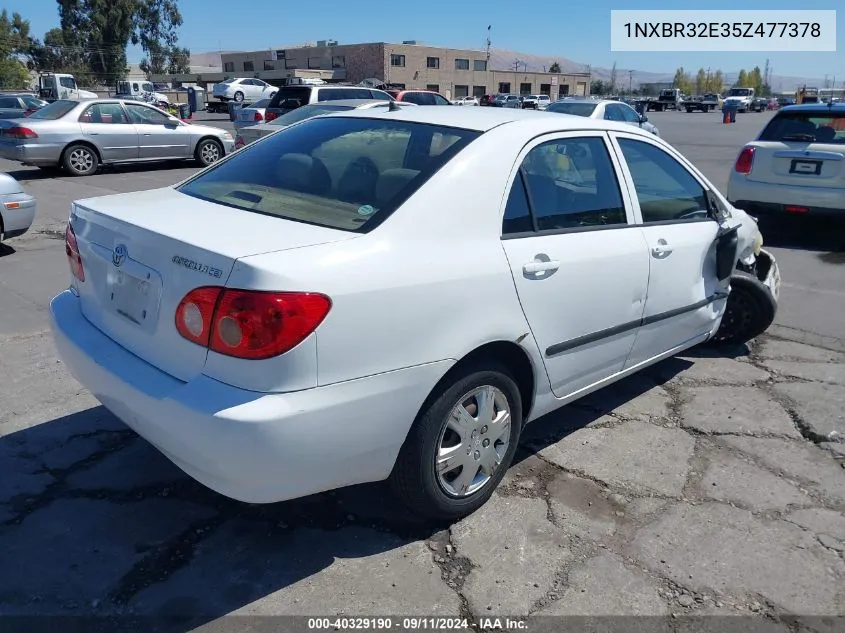 2005 Toyota Corolla Ce/Le/S VIN: 1NXBR32E35Z477378 Lot: 40329190