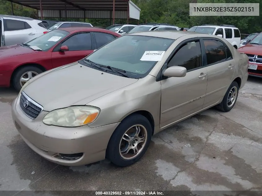 2005 Toyota Corolla Le VIN: 1NXBR32E35Z502151 Lot: 40329502